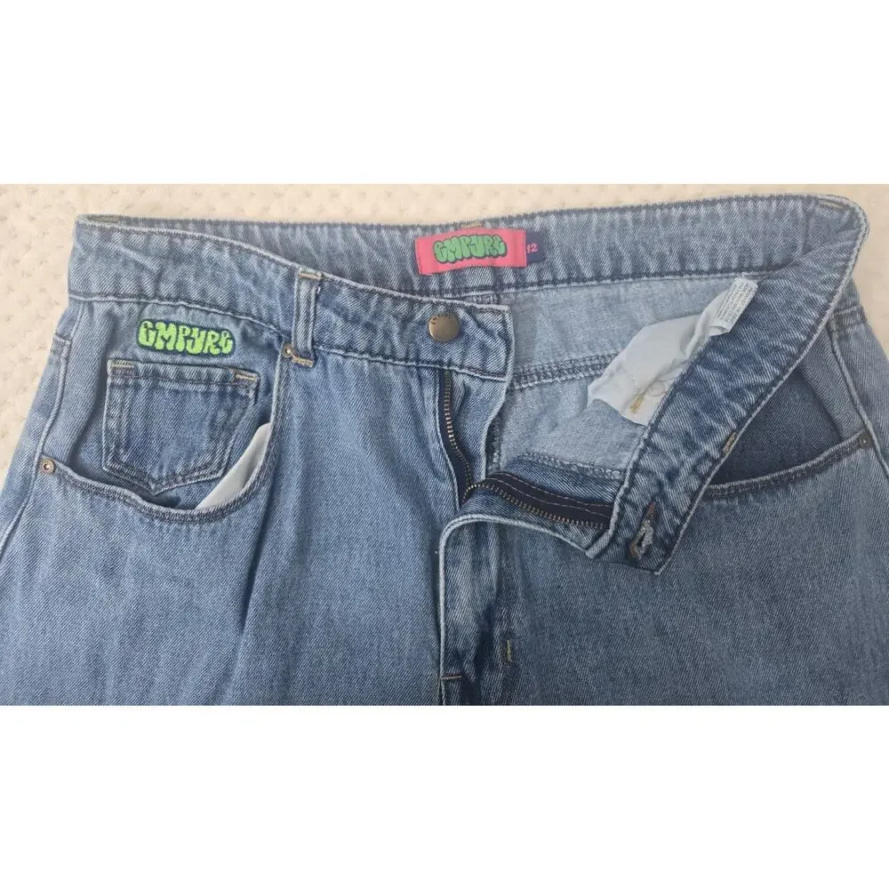 Empyre Gyuru Baggy Wide Leg Jeans Y2K Skate Light Wash Women Size 12